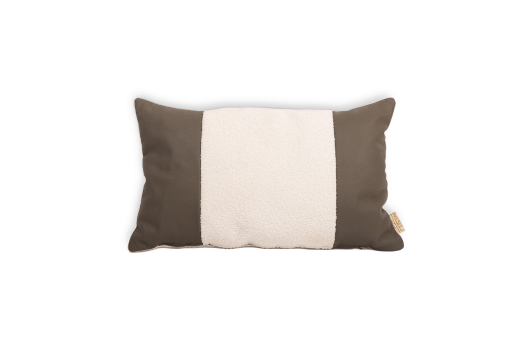 [3875] Shaun Cushion - Kidney (Leather × Boucle)