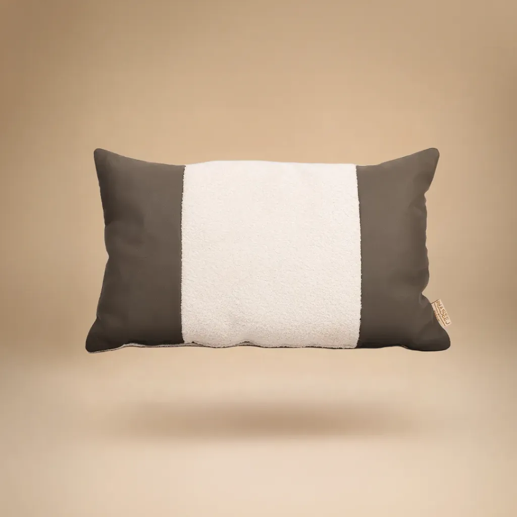 Shaun Cushion - Kidney (Leather × Boucle)