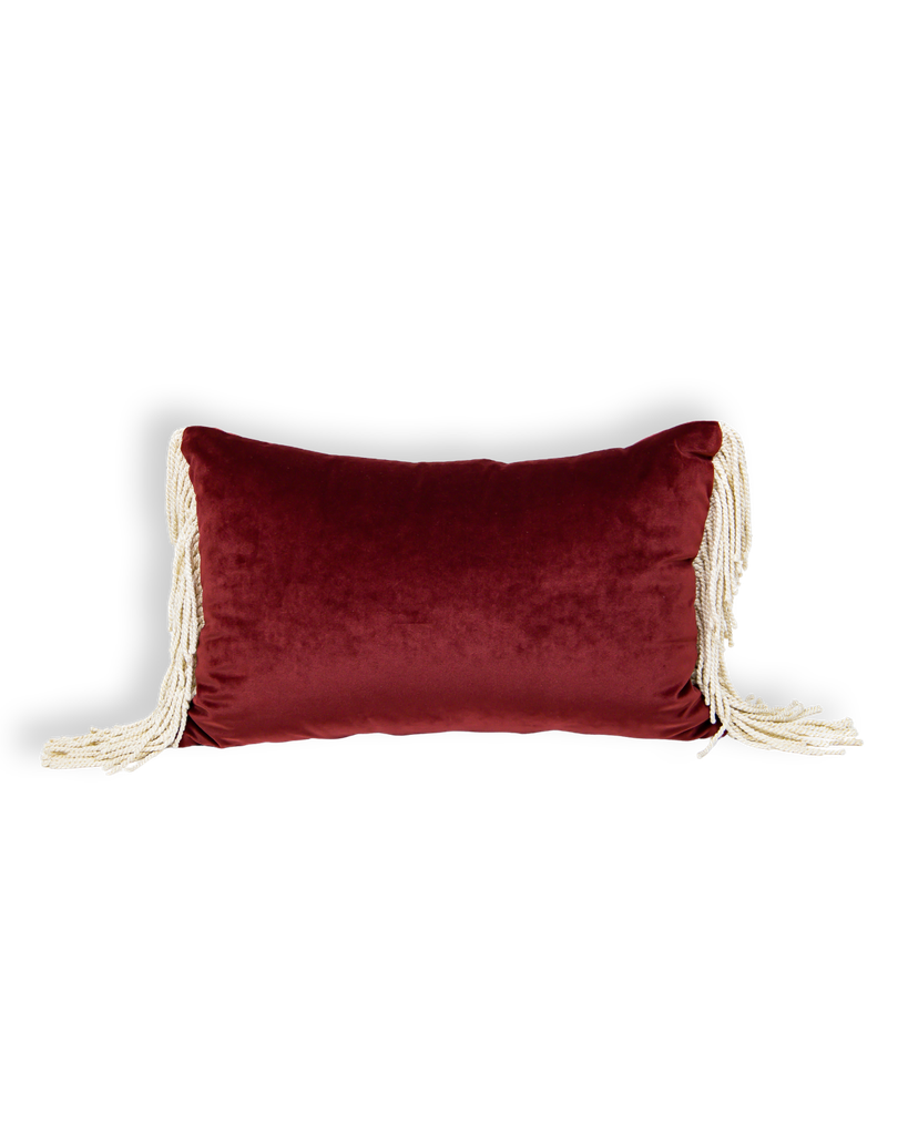 [5884] Mademoiselle Cushion (40*60) (Burgundy x Offwhite)